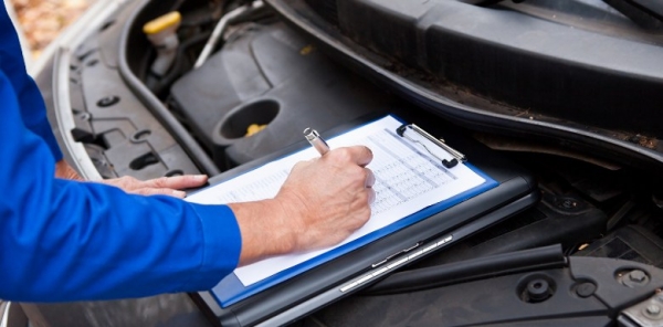 A car at a technical inspection point