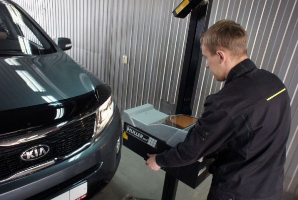 Video recording of a vehicle inspection at an accredited inspection center