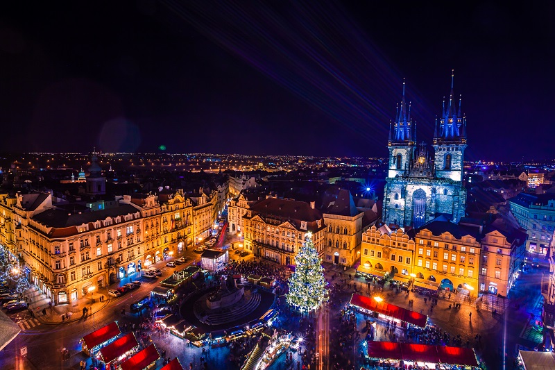 PRAGUE, CZECH REPUBLIC - DECEMBER 22, 2015: Old Town Square in Prague, Czech Republic