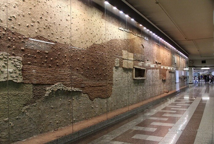 Glass wall of the Syntagma excavations, Athens