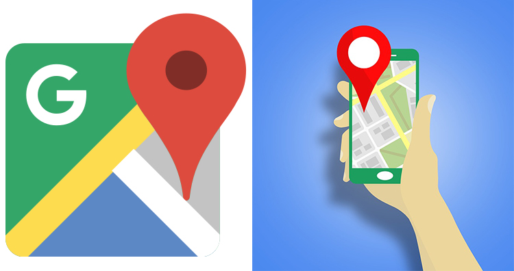 Google Maps logo, location tracking on phone Google Maps logo, Locating on phone
